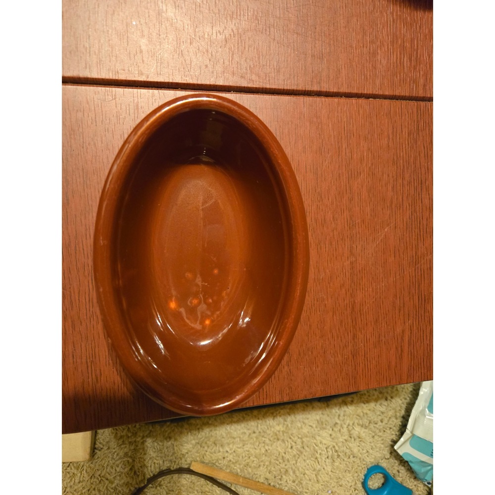 Vintage Genuine Oven Serve Ware Brown Glazed Ceramic Oval Baking Dish USA Made - Picture 2 of 7